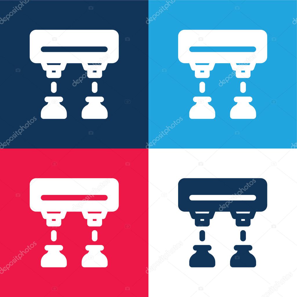Assembly Line blue and red four color minimal icon set