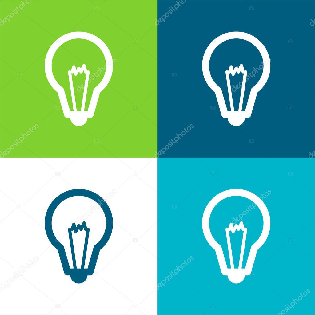 Big Light Bulb Flat four color minimal icon set