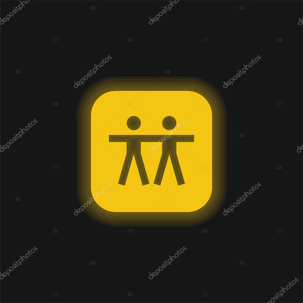 Apple yellow glowing neon icon