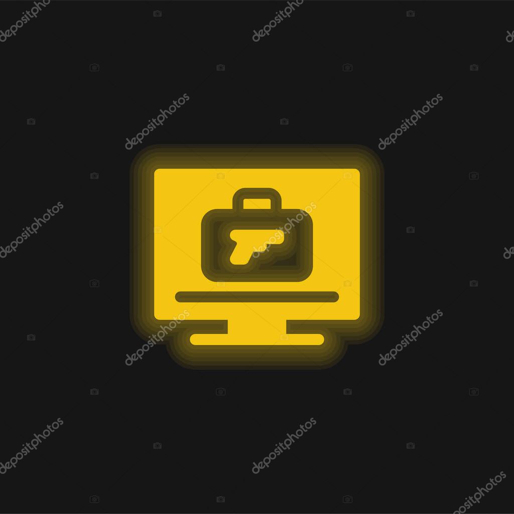 Airport X Ray Machine yellow glowing neon icon