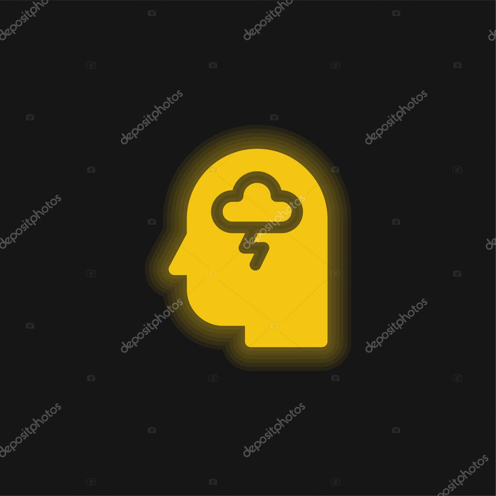Anxiety yellow glowing neon icon