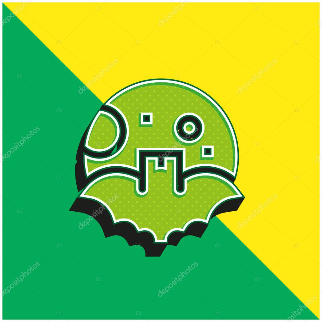 Bat Green and yellow modern 3d vector icon logo