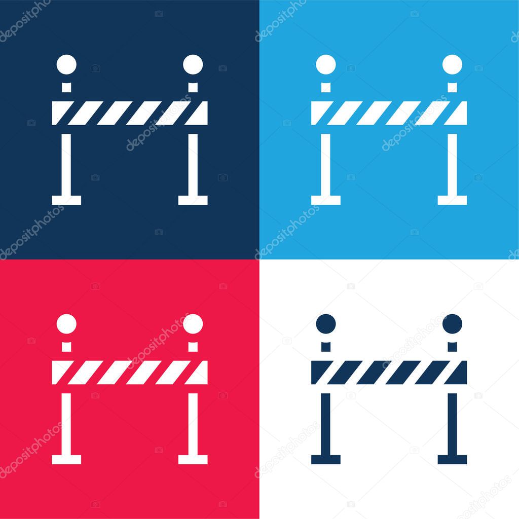 Barrier blue and red four color minimal icon set