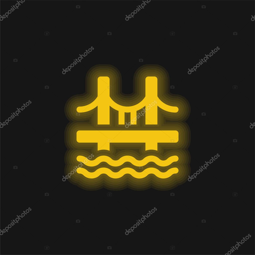 Bridge yellow glowing neon icon