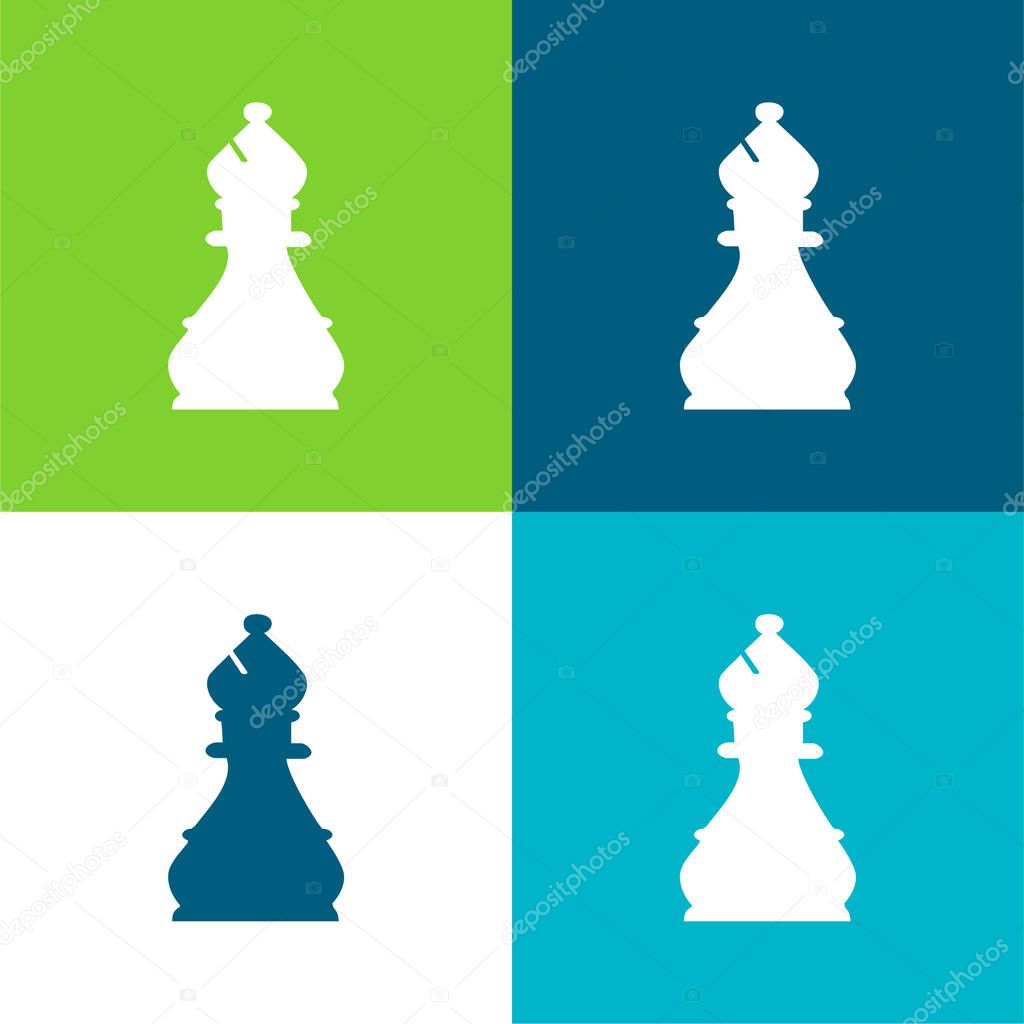 Bishop Chess Piece Flat four color minimal icon set