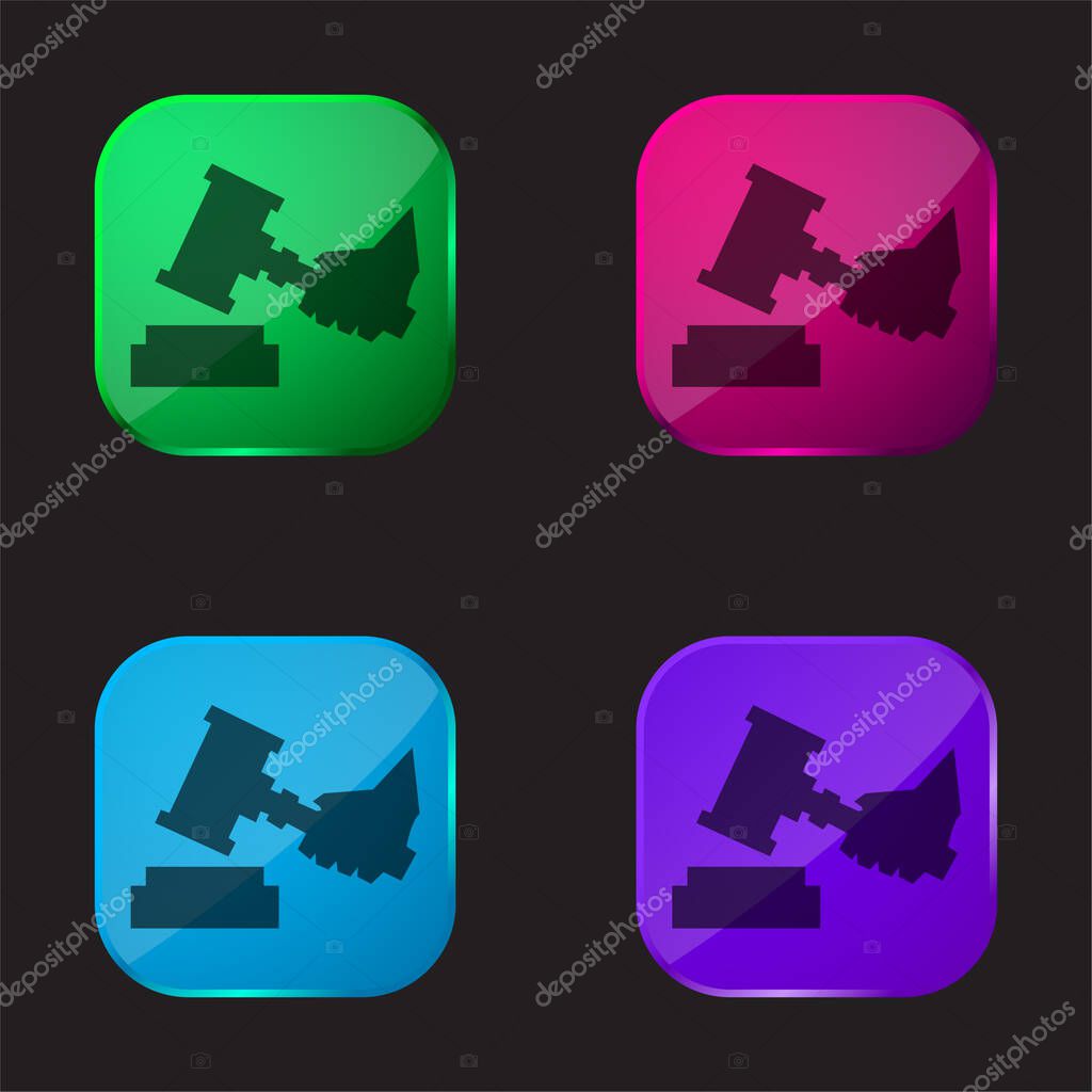 Auction four color glass button icon