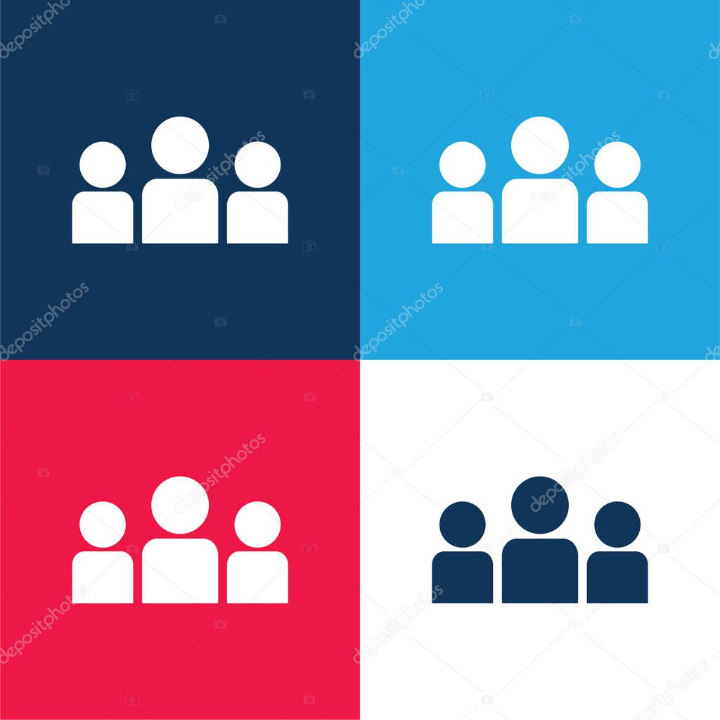 About Us blue and red four color minimal icon set