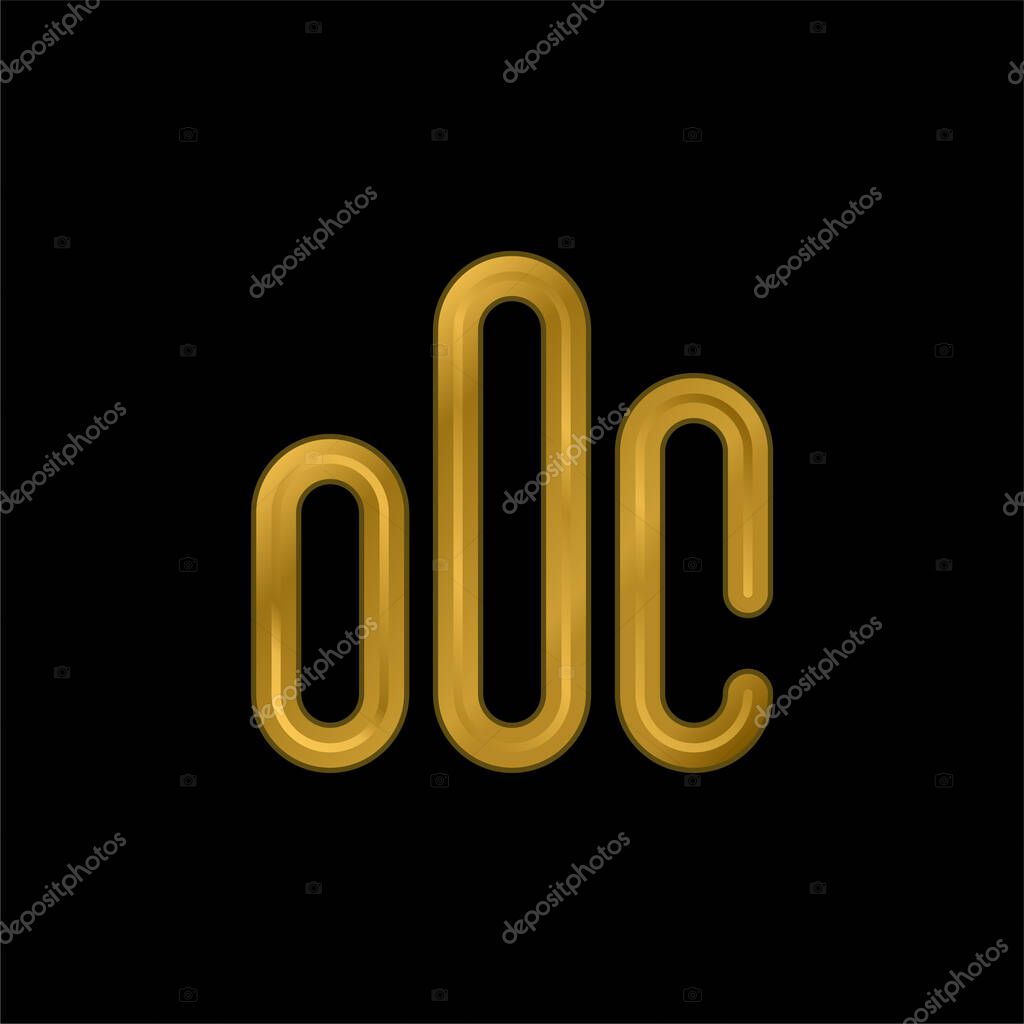 Bar Chart gold plated metalic icon or logo vector