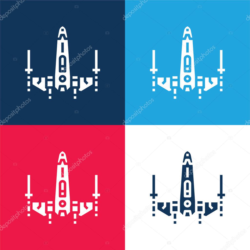 Battleship blue and red four color minimal icon set