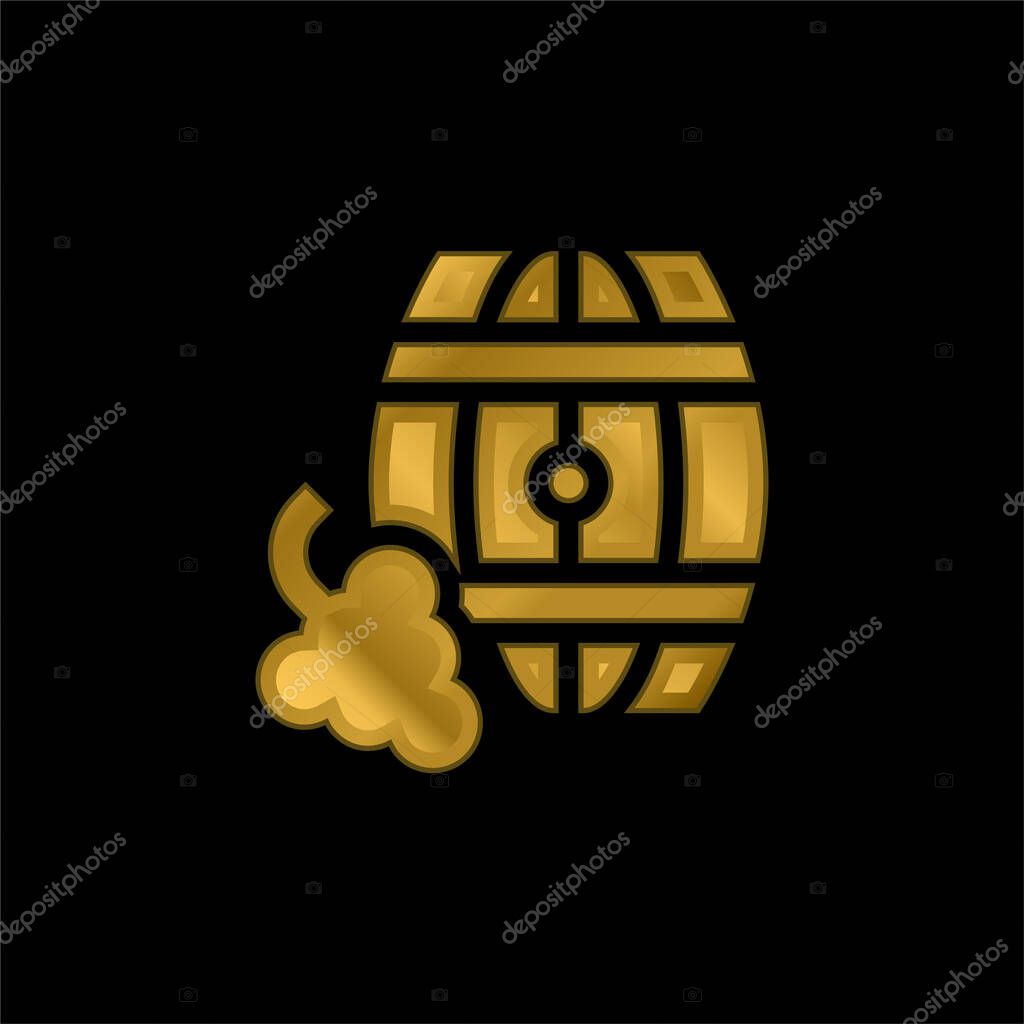 Barrel gold plated metalic icon or logo vector