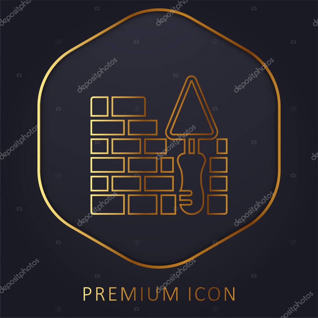 Brick Wall golden line premium logo or icon