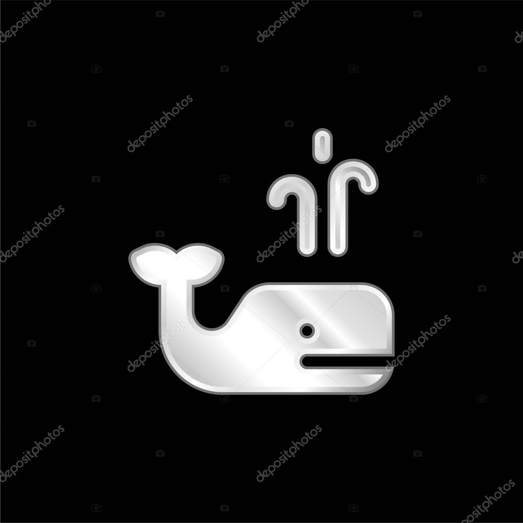 Blue Whale silver plated metallic icon