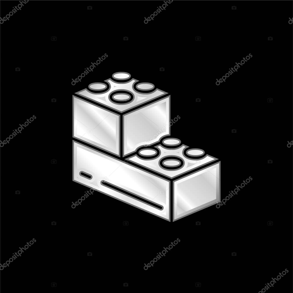 Blocks silver plated metallic icon