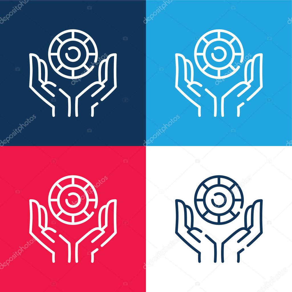 Bet blue and red four color minimal icon set