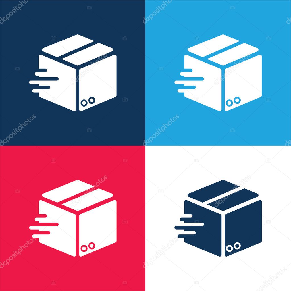 Box blue and red four color minimal icon set