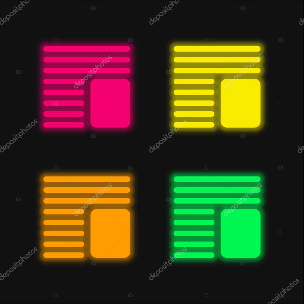 Article four color glowing neon vector icon