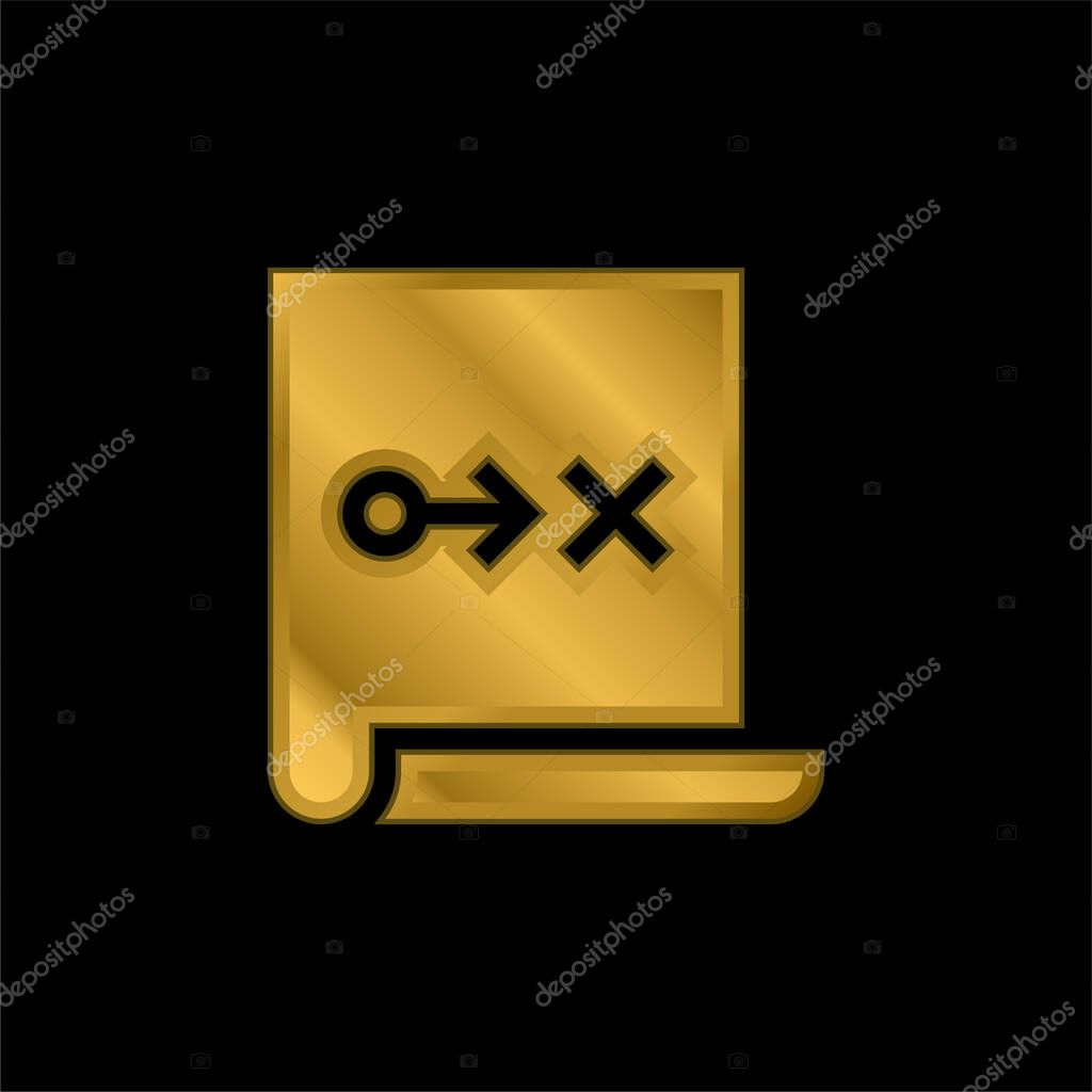 Action Plan gold plated metalic icon or logo vector