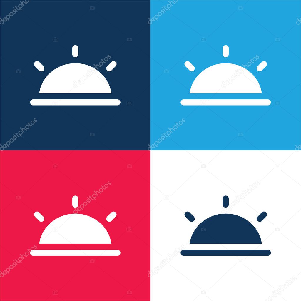 Black Half Sun blue and red four color minimal icon set