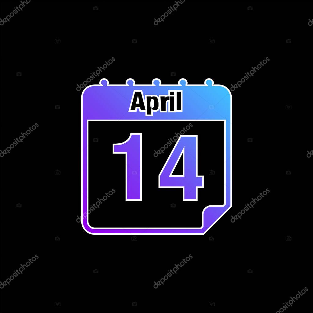 April 14 Calendar Page Day blue gradient vector icon