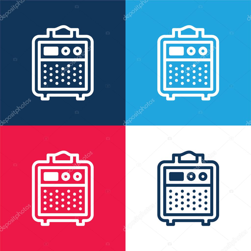Amplifier blue and red four color minimal icon set