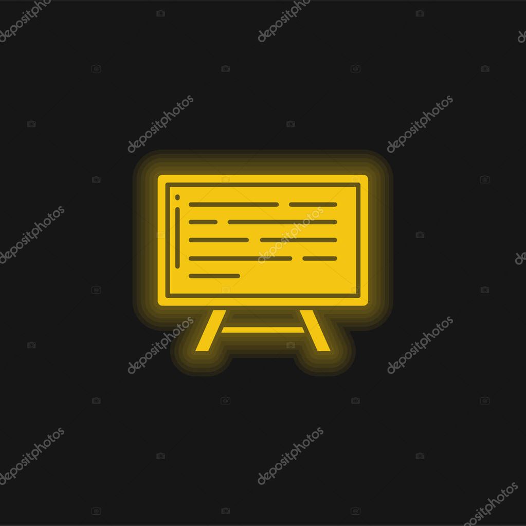 Board yellow glowing neon icon