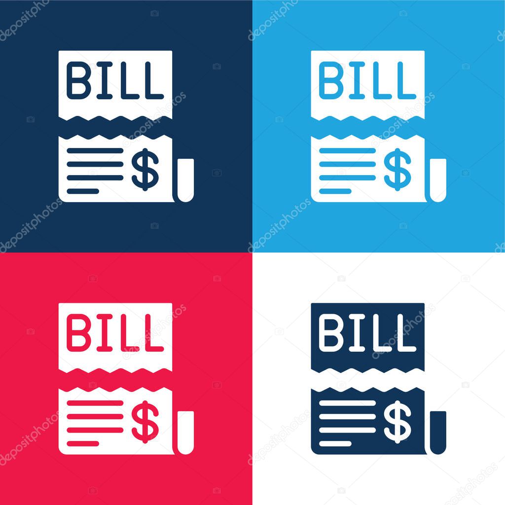 Bill blue and red four color minimal icon set