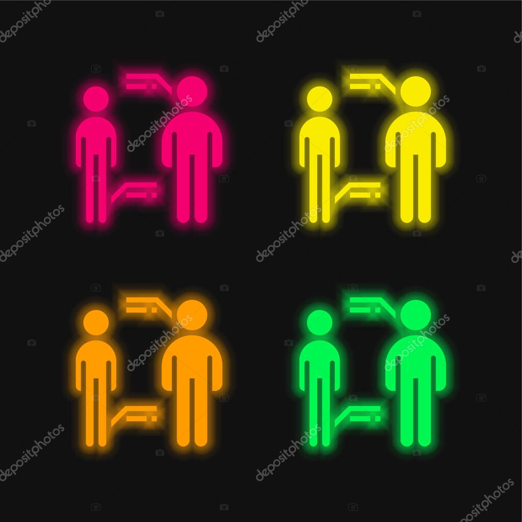 Bmi four color glowing neon vector icon