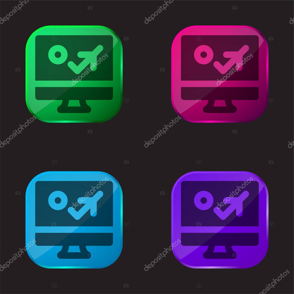 Booking four color glass button icon
