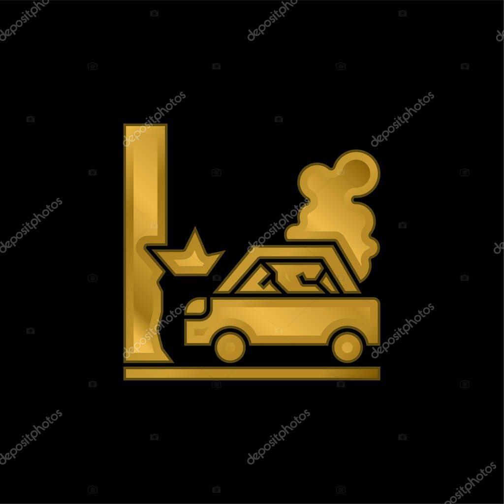 Accident gold plated metalic icon or logo vector