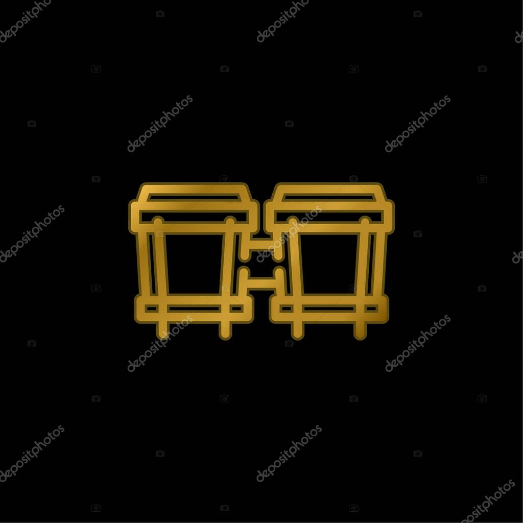 Bongos gold plated metalic icon or logo vector