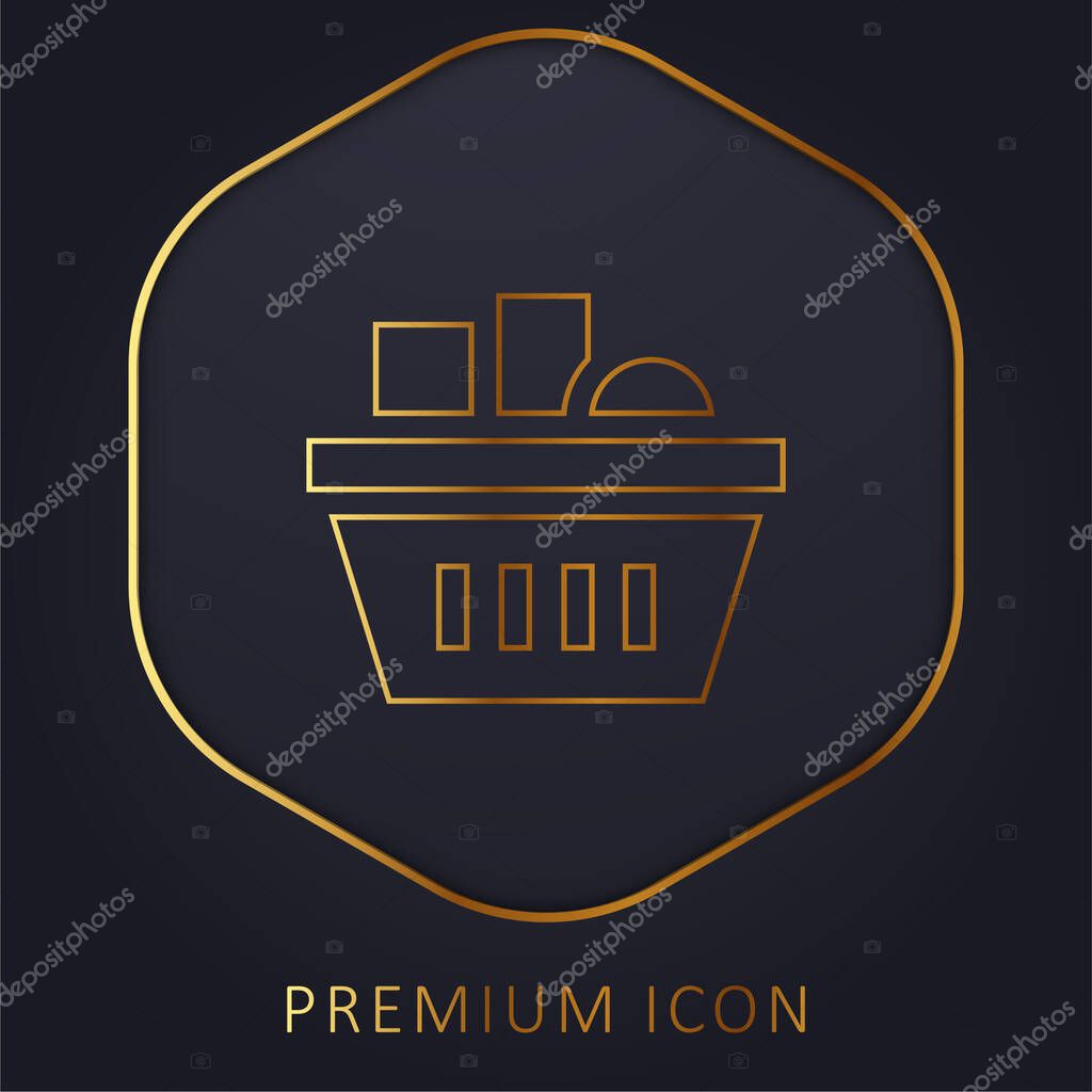 Basket golden line premium logo or icon