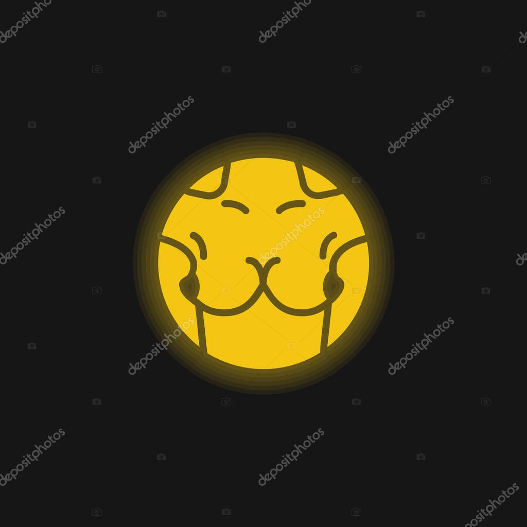 Breast yellow glowing neon icon