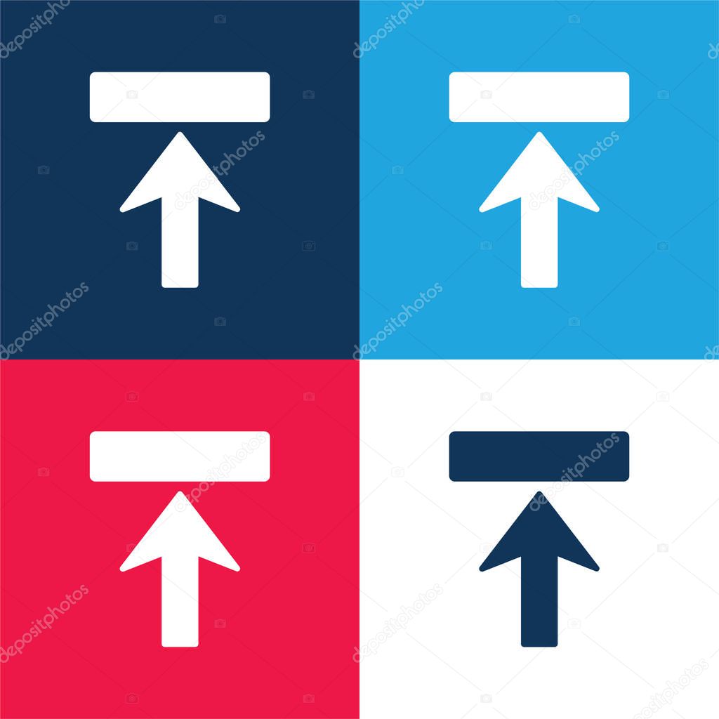 Arrow Upward To Rectangle Shape blue and red four color minimal icon set