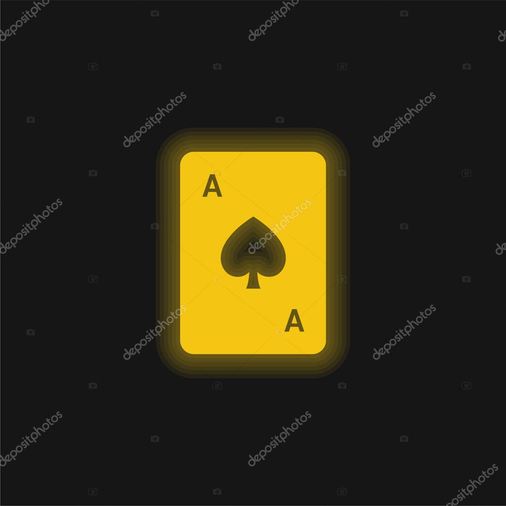 Ace Of Spades yellow glowing neon icon