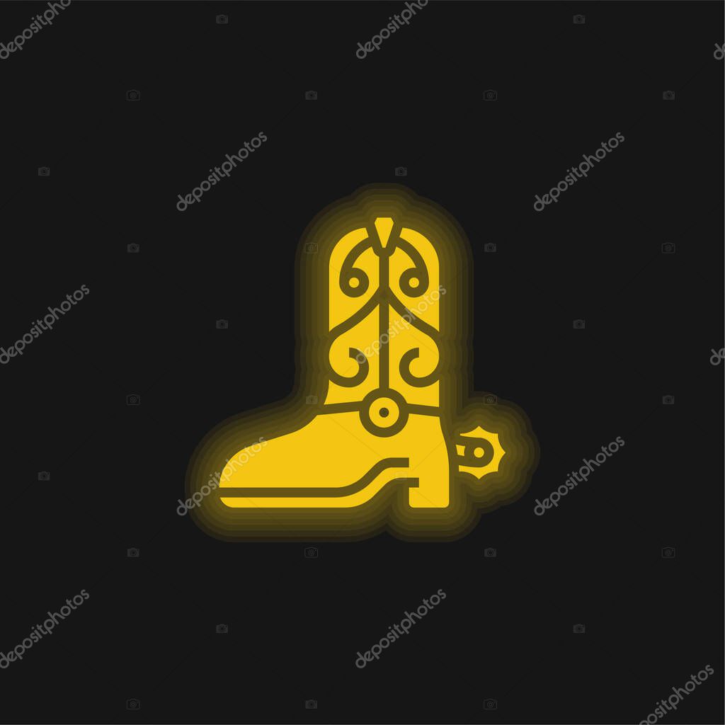 Boot yellow glowing neon icon