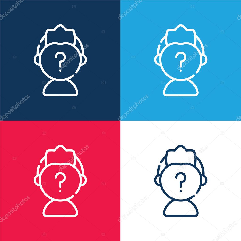 Anonymous blue and red four color minimal icon set