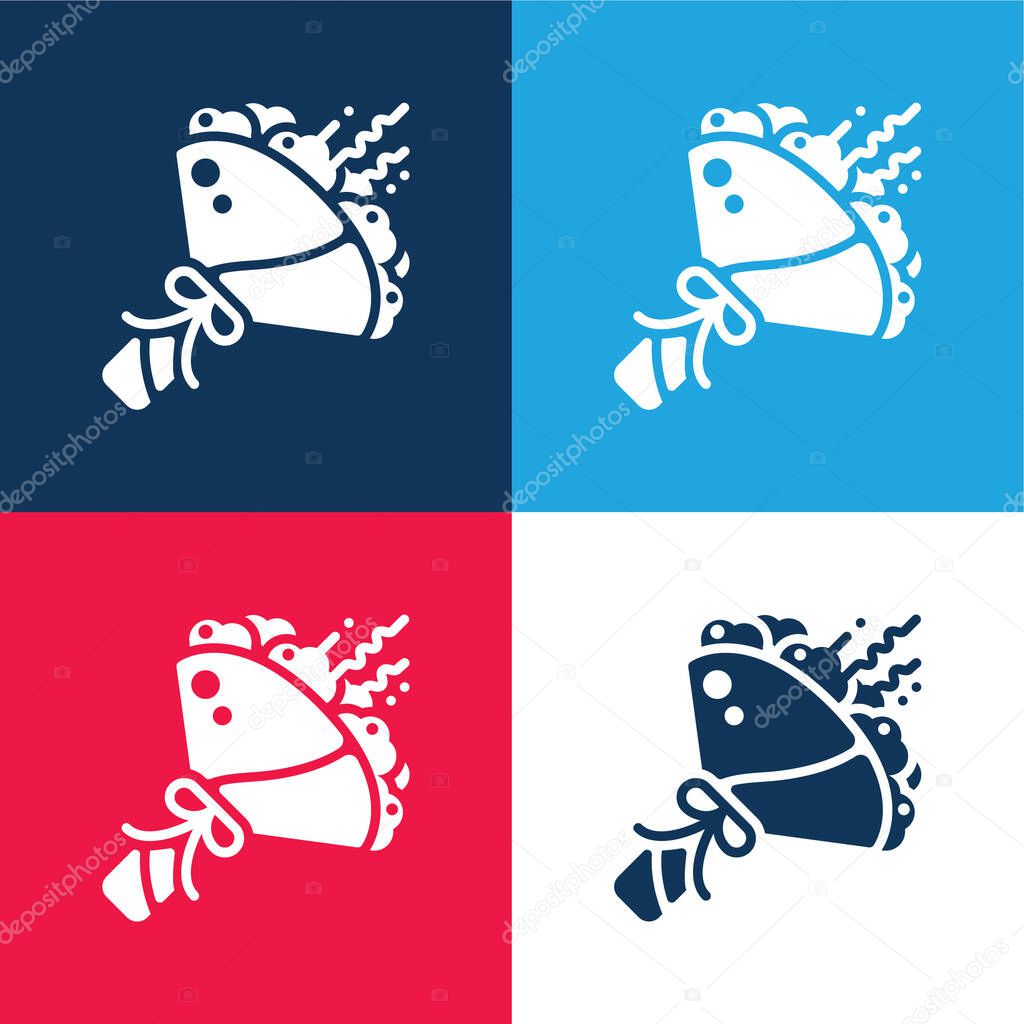 Bouquet blue and red four color minimal icon set