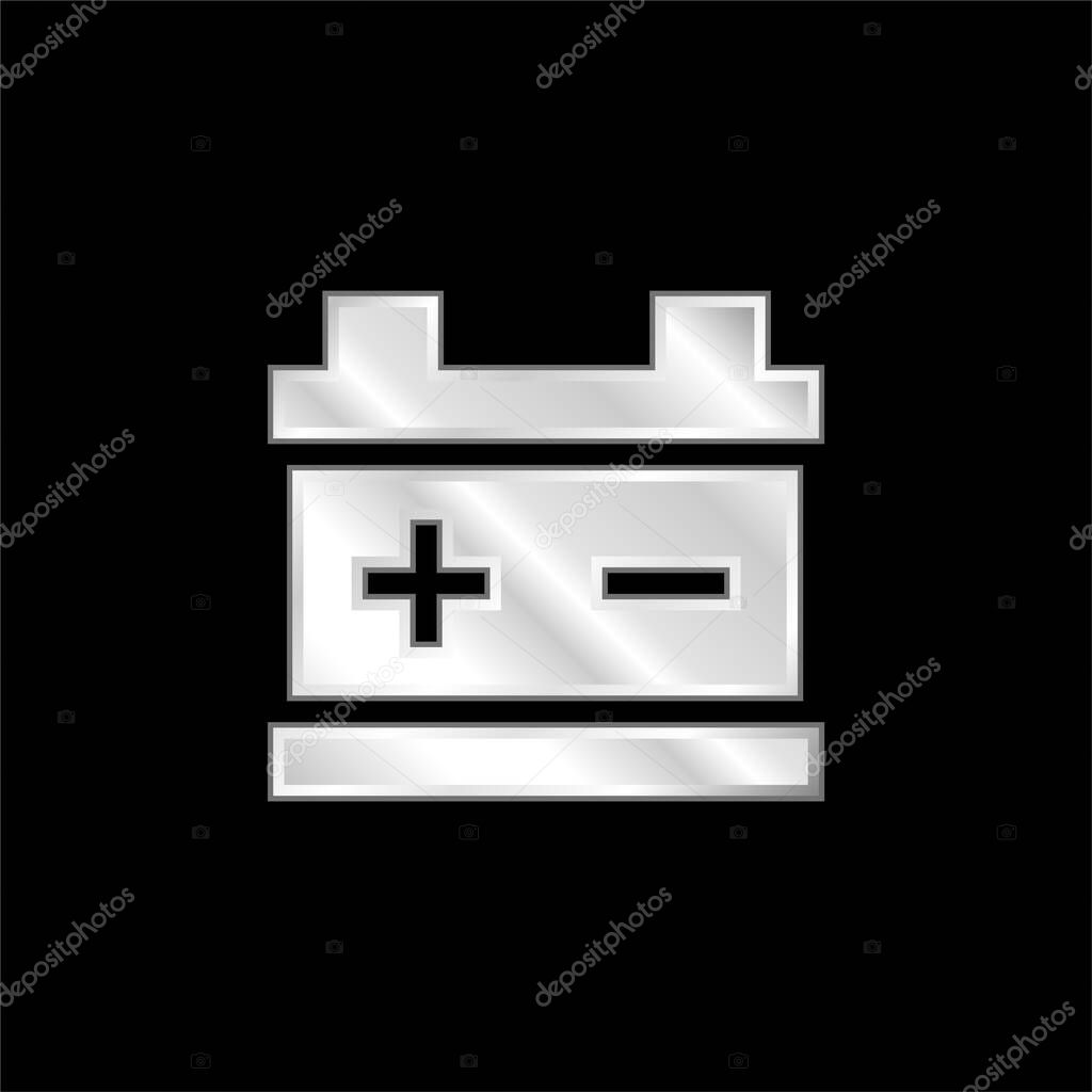 Battery silver plated metallic icon