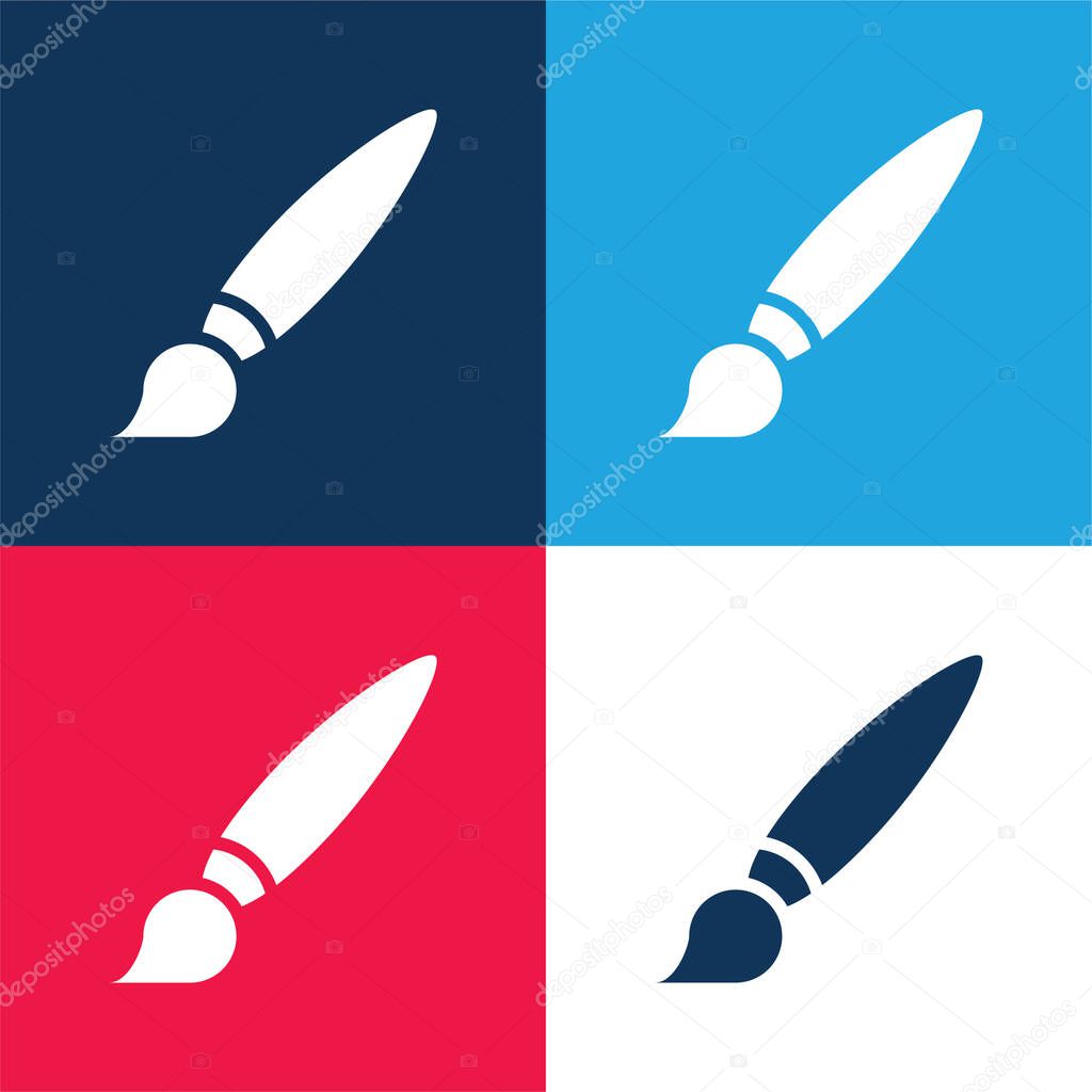 Big Paint Brush blue and red four color minimal icon set