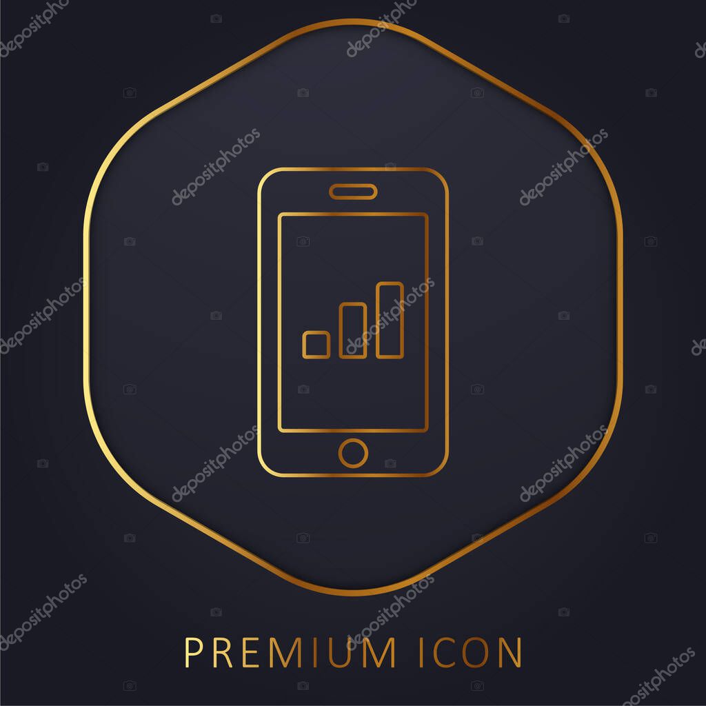 Bars Graphic On Tablet Screen golden line premium logo or icon