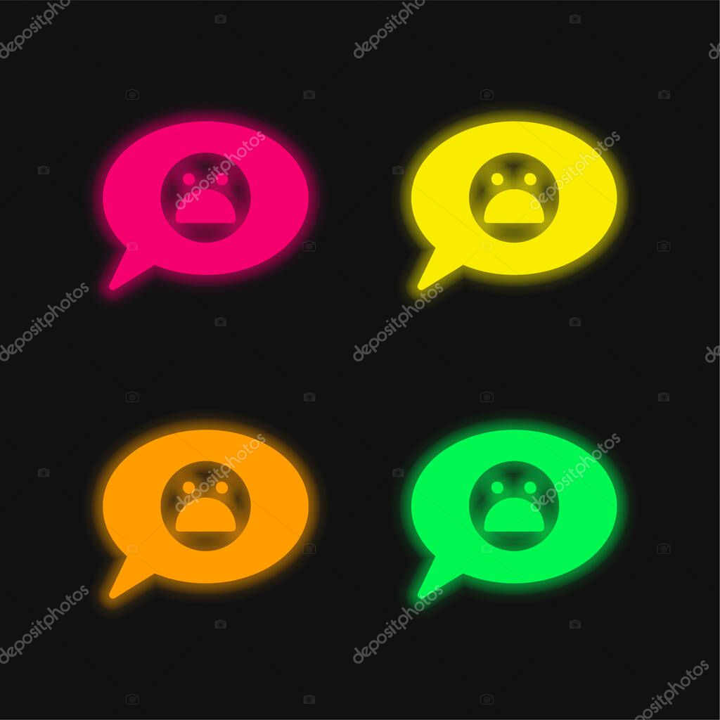 Bad Review four color glowing neon vector icon