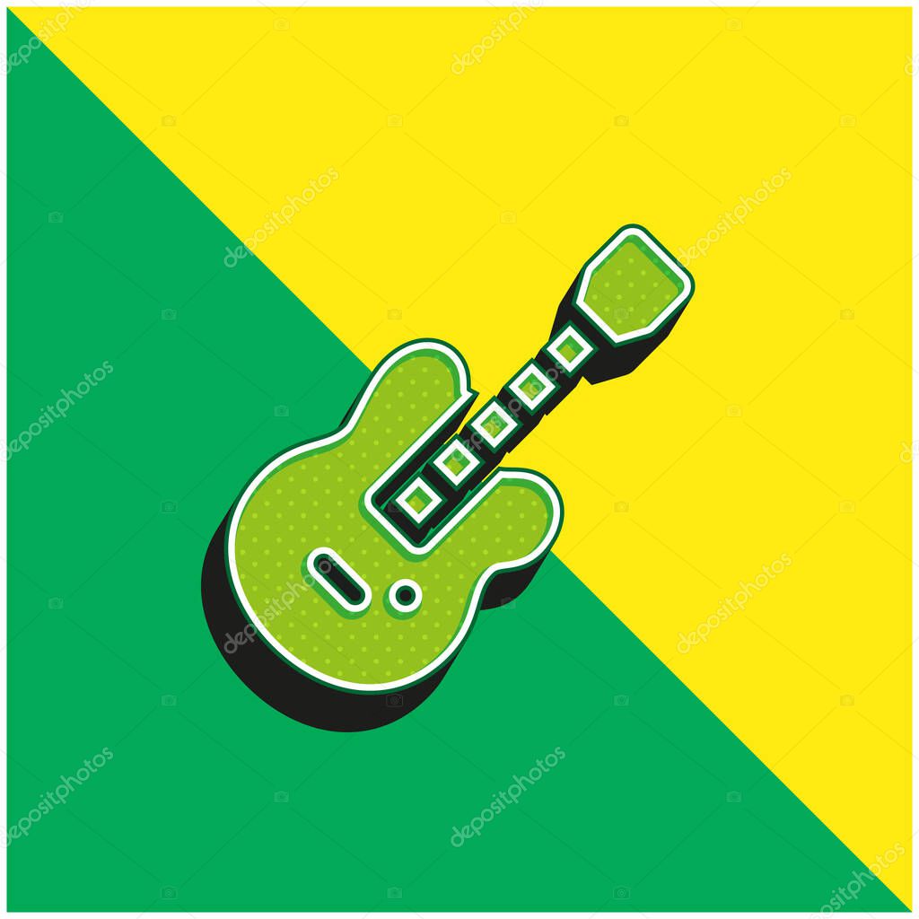 Bass Guitar Green and yellow modern 3d vector icon logo