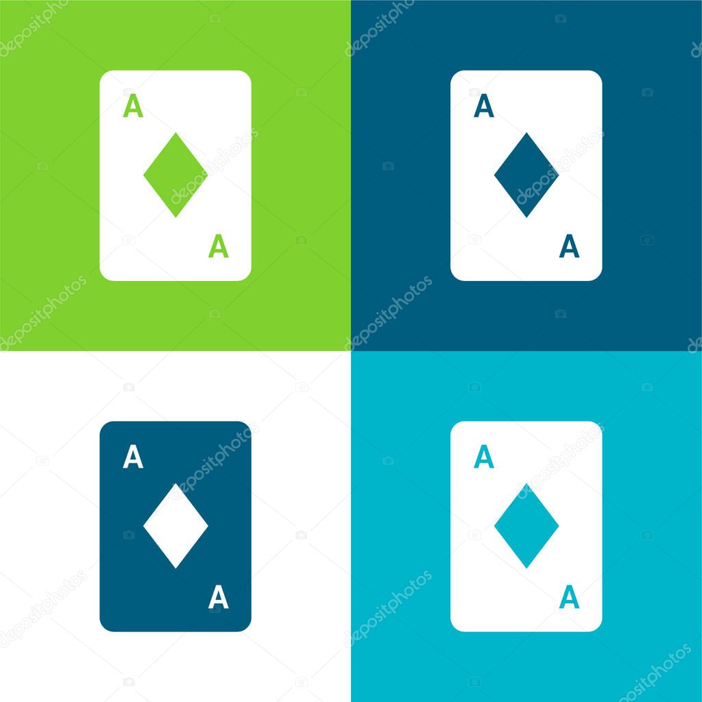 Ace Of Diamonds Flat four color minimal icon set