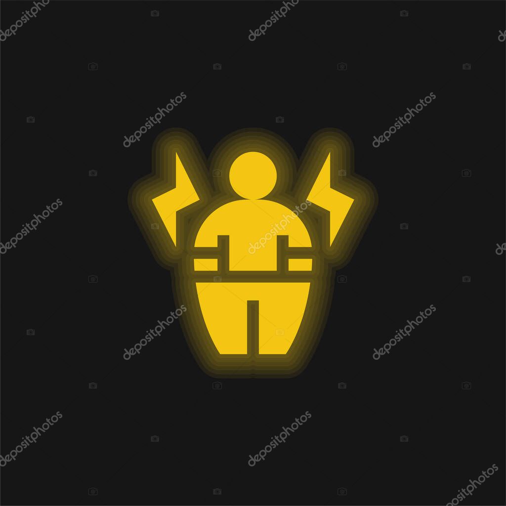 Body Positive yellow glowing neon icon