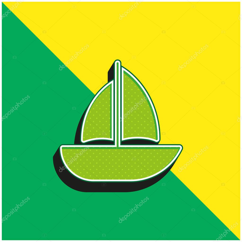 Barca Logo icona vettoriale 3D moderna verde e gialla