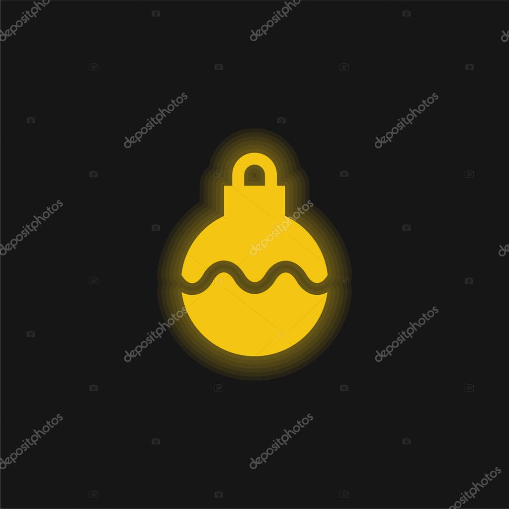 Bauble yellow glowing neon icon
