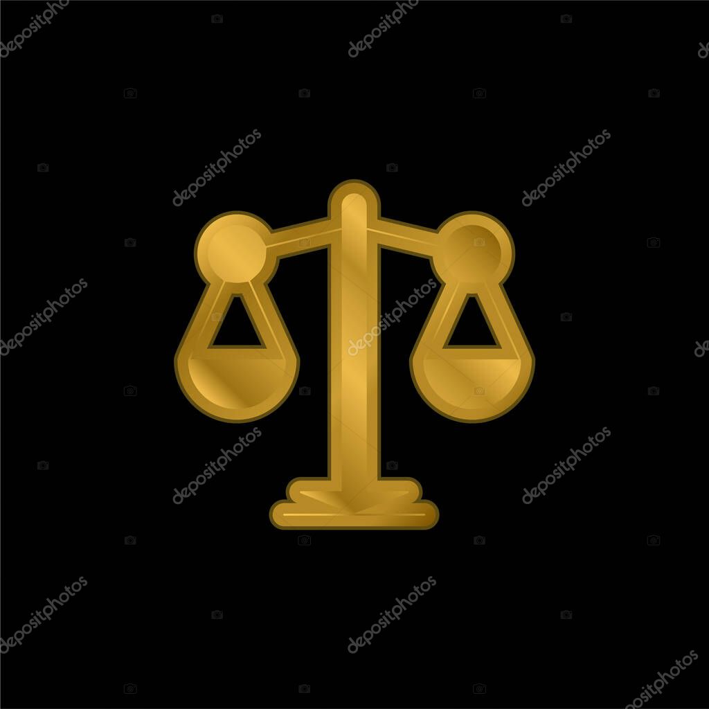 Balance gold plated metalic icon or logo vector