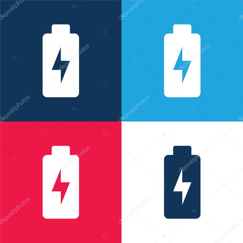 Battery blue and red four color minimal icon set