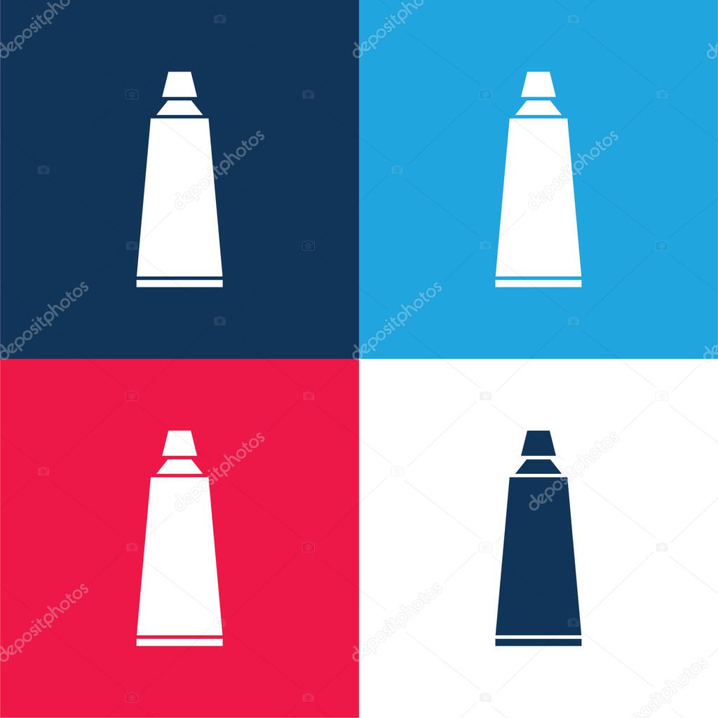 Bathroom Toothpaste Tube blue and red four color minimal icon set
