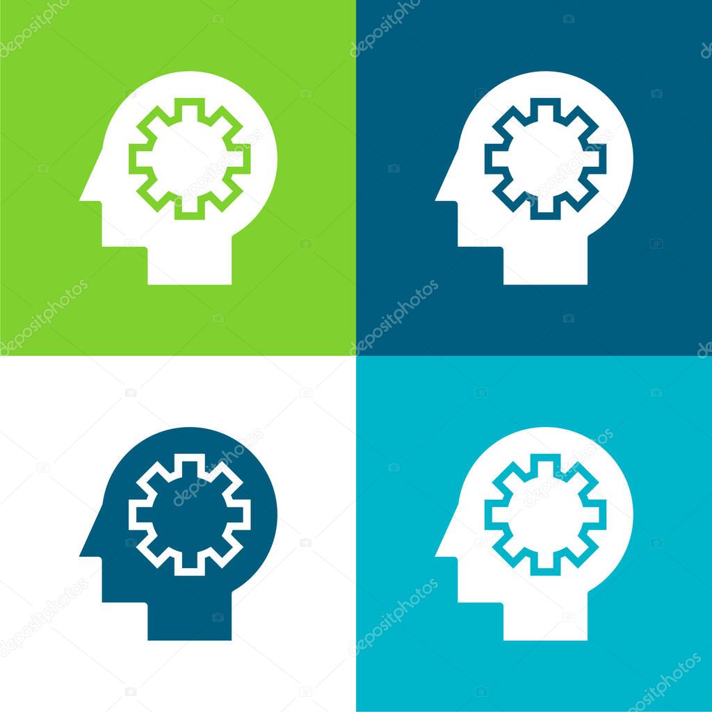 Brain Process Flat four color minimal icon set